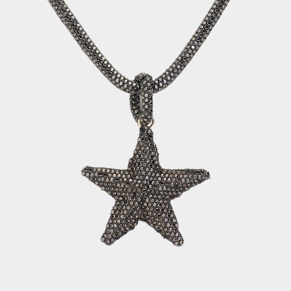 Black Stone Paved Star Pendant Necklace - Jewelry Store by Erik Rayo