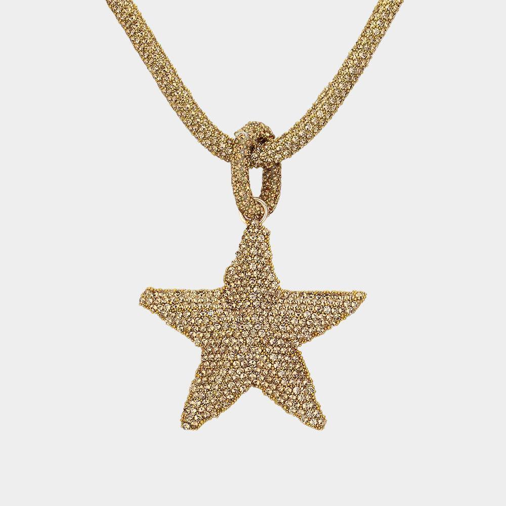 Brown Stone Paved Star Pendant Necklace - Jewelry Store by Erik Rayo