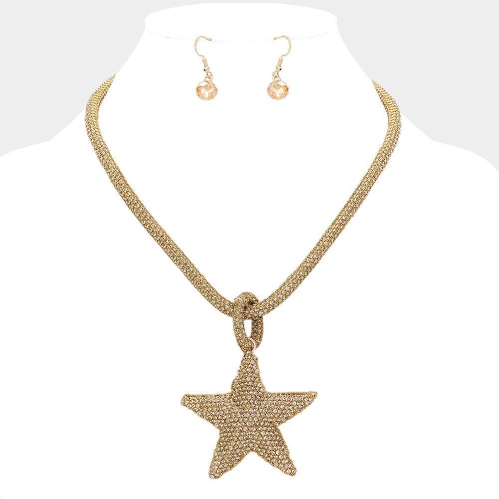 Brown Stone Paved Star Pendant Necklace - Jewelry Store by Erik Rayo