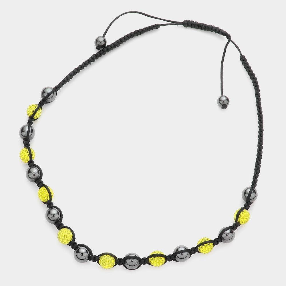 Yellow Crystal Pave Ball Necklace - Jewelry Store by Erik Rayo