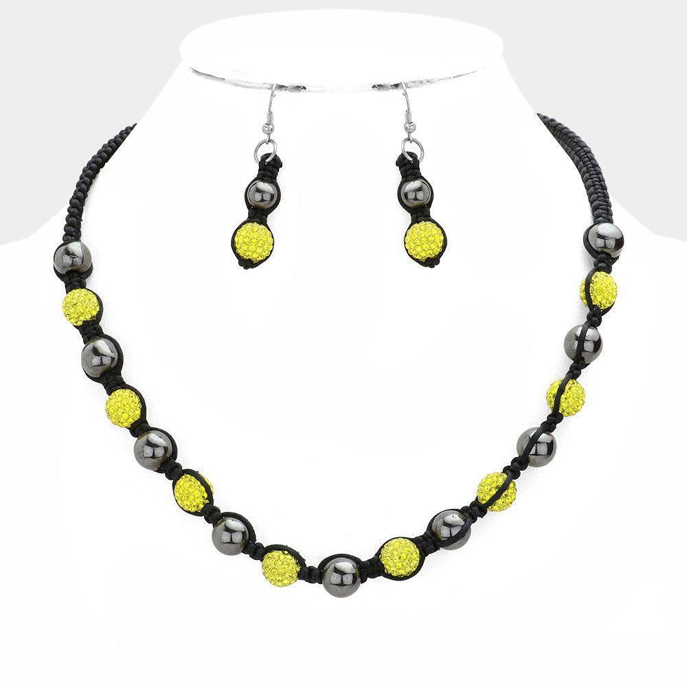 Yellow Crystal Pave Ball Necklace - Jewelry Store by Erik Rayo