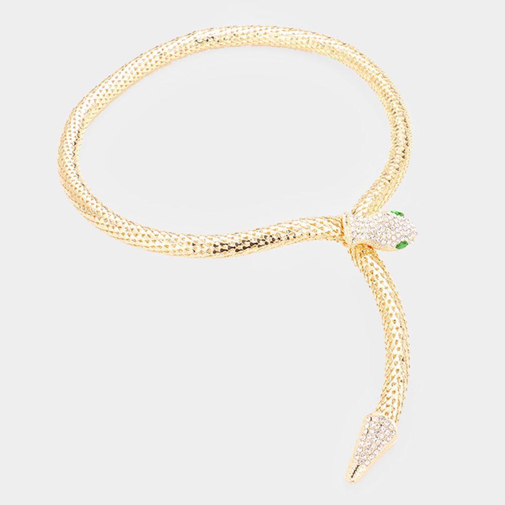Gold Crystal Embellished Snake Collar Necklace - Jewelry Store by Erik Rayo