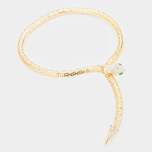 Load image into Gallery viewer, Gold Crystal Embellished Snake Collar Necklace
