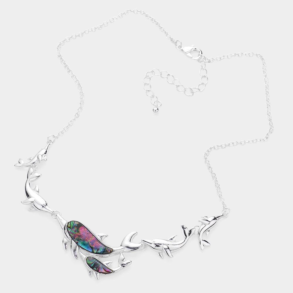 Abalone Metal Dolphin Link Necklace - Jewelry Store by Erik Rayo