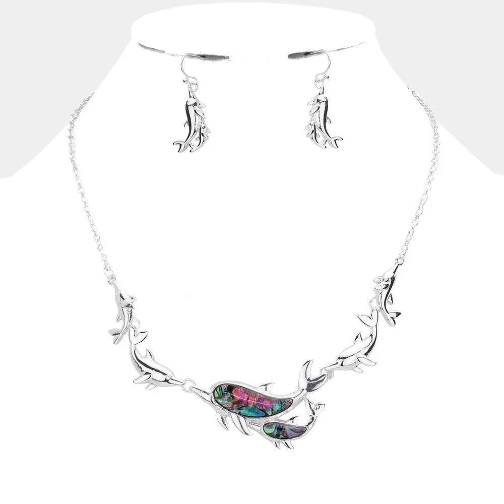 Abalone Metal Dolphin Link Necklace - Jewelry Store by Erik Rayo