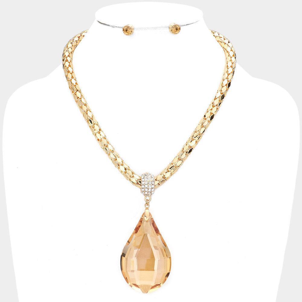 Teardrop Glass Stone Pendant Necklace - Jewelry Store by Erik Rayo