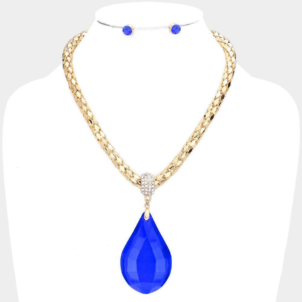 Teardrop Glass Stone Pendant Necklace - Jewelry Store by Erik Rayo