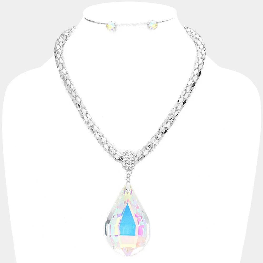 Teardrop Glass Stone Pendant Necklace - Jewelry Store by Erik Rayo