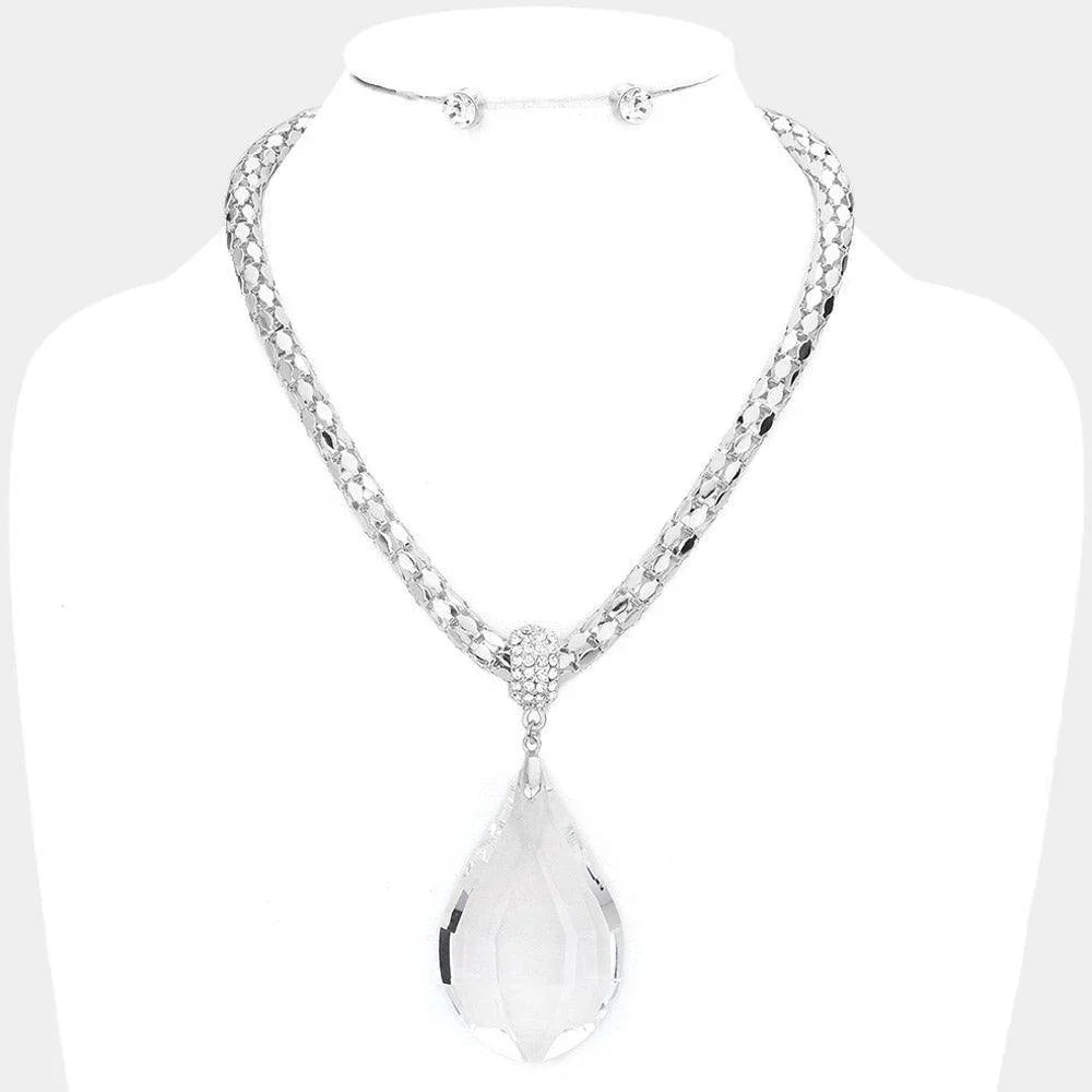 Teardrop Glass Stone Pendant Necklace - Jewelry Store by Erik Rayo