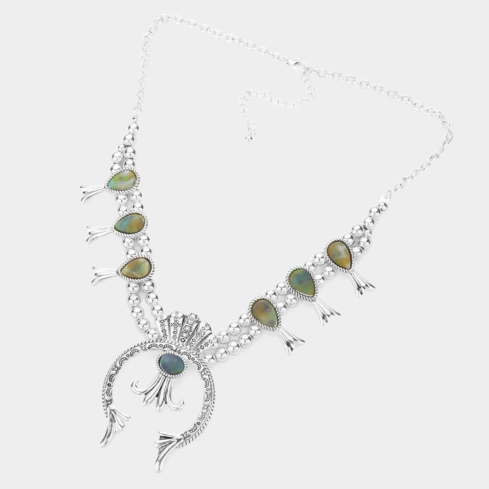 Teardrop Accented Squash Blossom Antique Metal Necklace - Jewelry Store by Erik Rayo