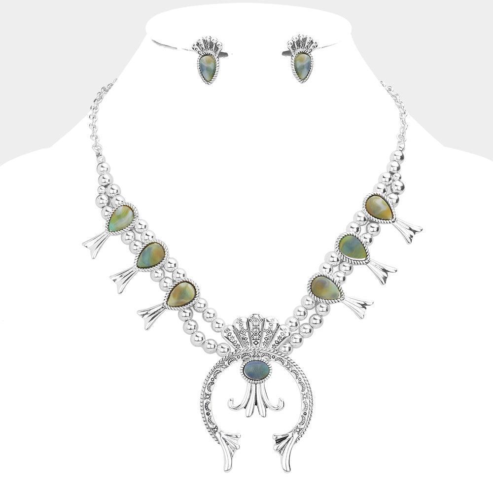 Teardrop Accented Squash Blossom Antique Metal Necklace - Jewelry Store by Erik Rayo