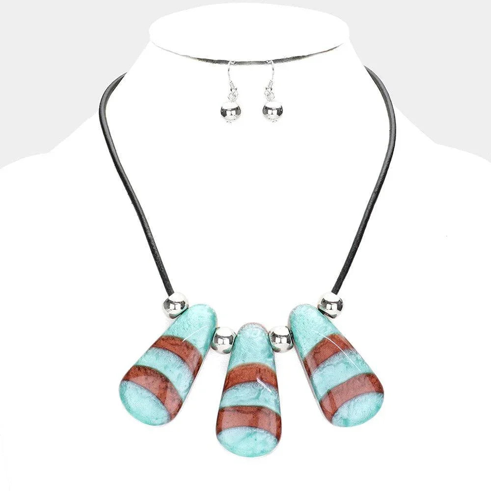 Patterned Glitter Teardrop Bead Necklace - Jewelry Store by Erik Rayo