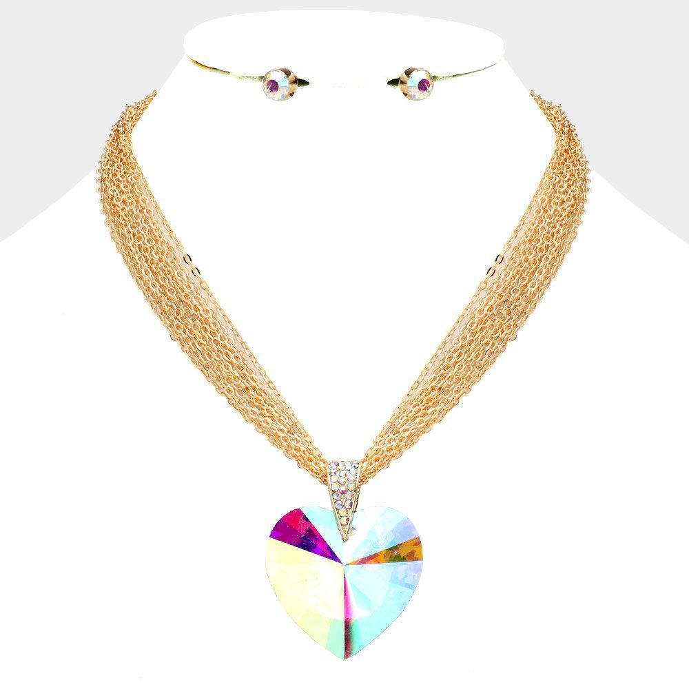 Gold Heart Stone Pendant Necklace - Jewelry Store by Erik Rayo