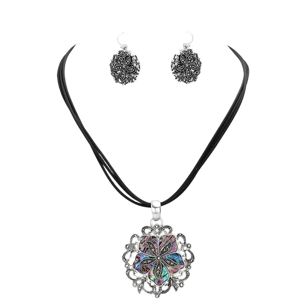 Abalone Flower Pendant Necklace - Jewelry Store by Erik Rayo