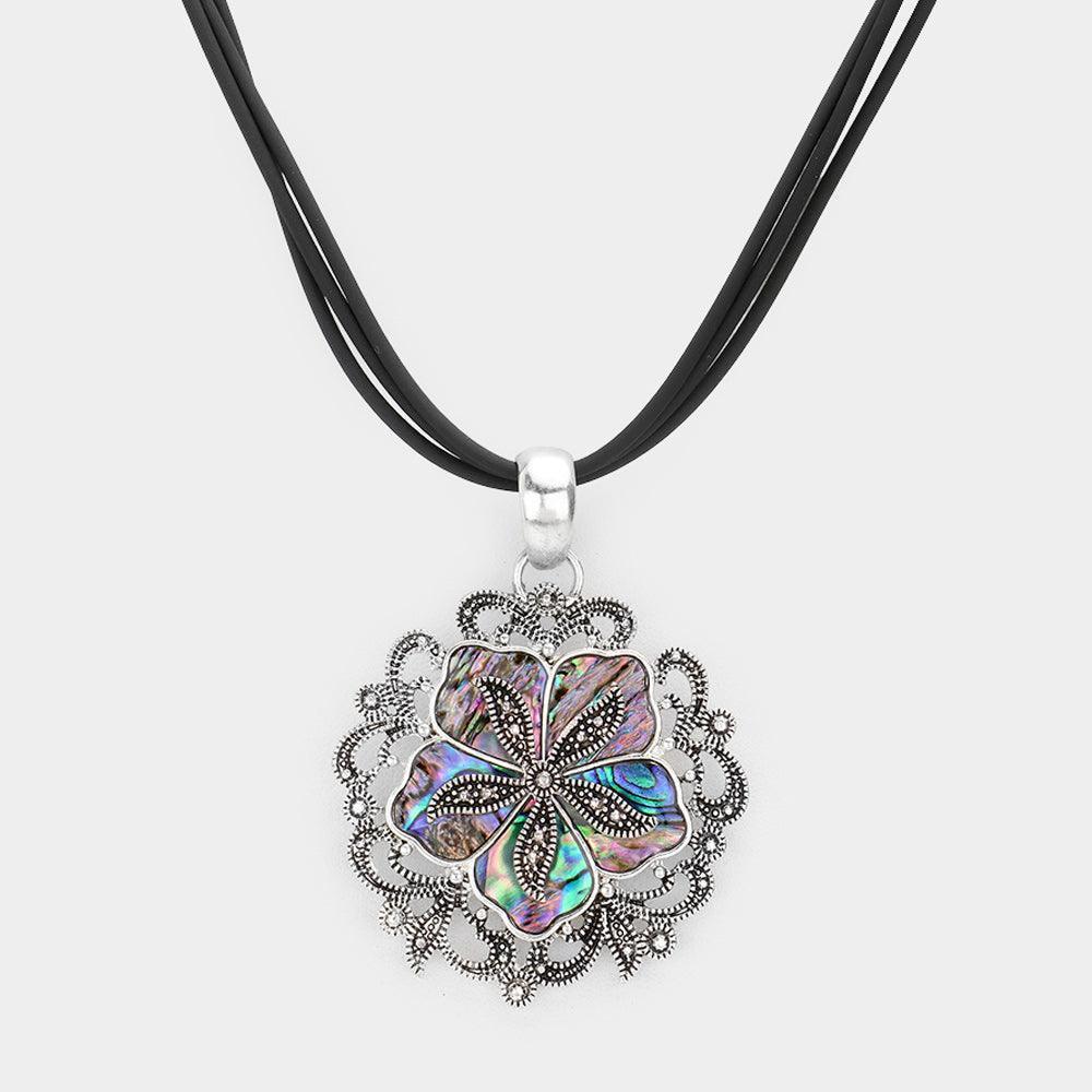 Abalone Flower Pendant Necklace - Jewelry Store by Erik Rayo