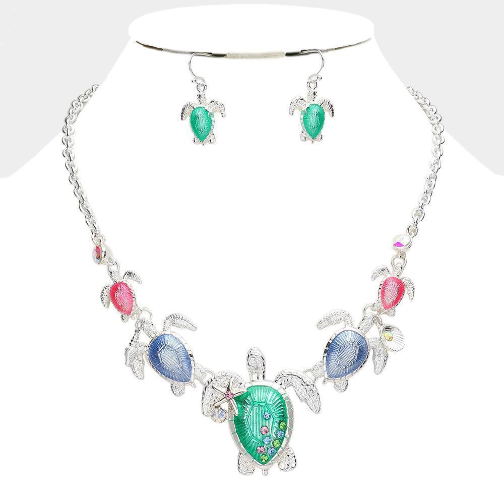 Colored Metal Turtle Shell Starfish Link Necklace - Jewelry Store by Erik Rayo