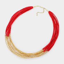 Load image into Gallery viewer, Red Seed Beaded Multi Layered Necklace
