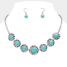 Load image into Gallery viewer, Turquoise Natural Stone Pendant Pointed Western Collar Necklace
