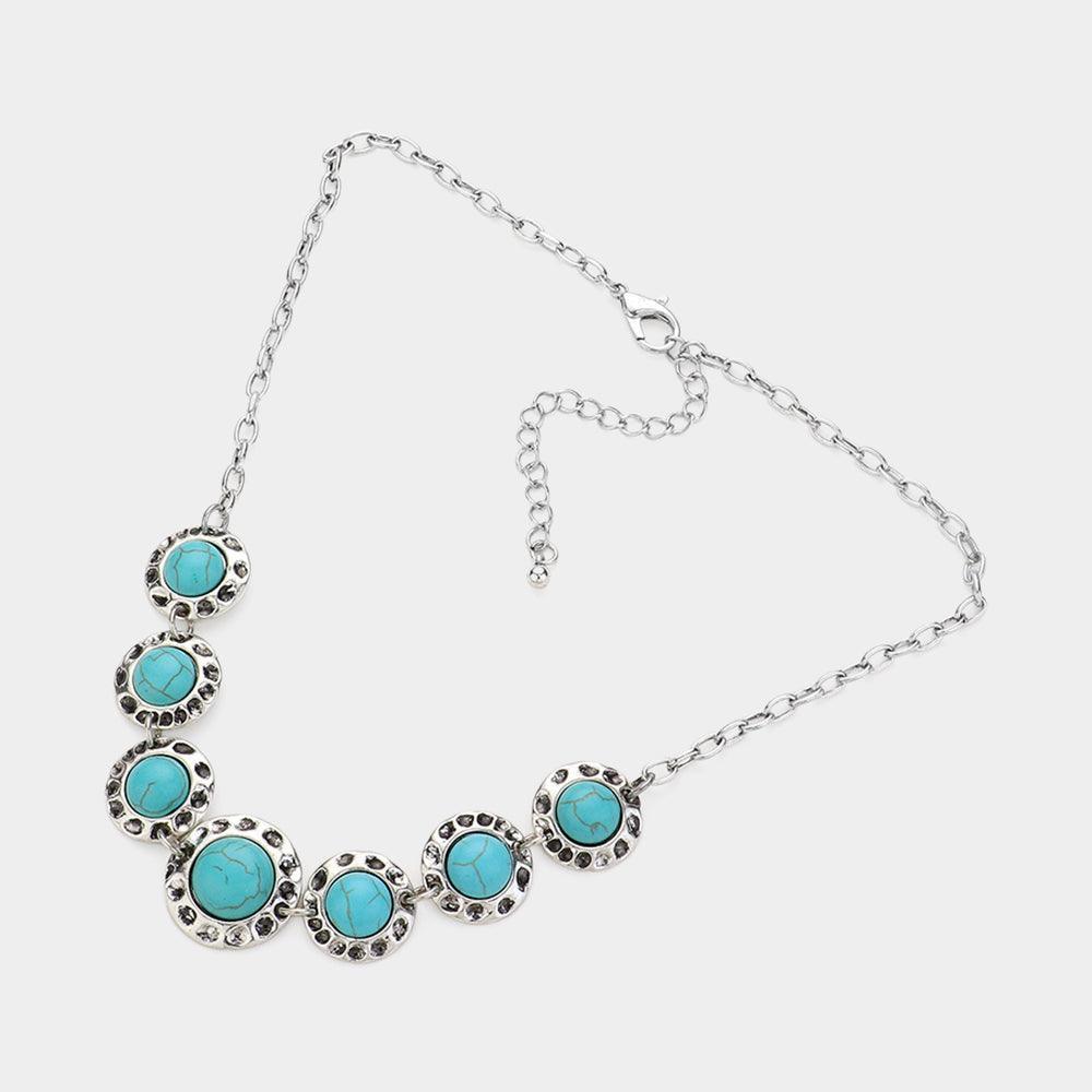 Turquoise Natural Stone Pendant Pointed Western Collar Necklace - Jewelry Store by Erik Rayo