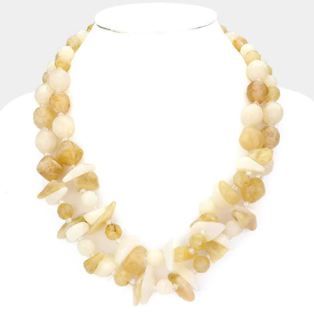 Marble Beads Double Layered Necklace - Jewelry Store by Erik Rayo