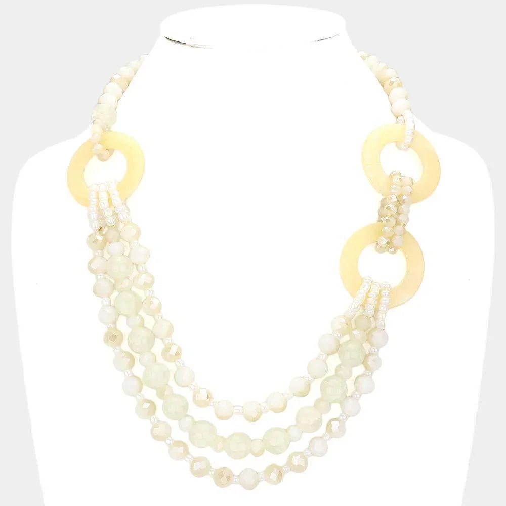 Marble Beads Link Triple layered Necklace - Jewelry Store by Erik Rayo