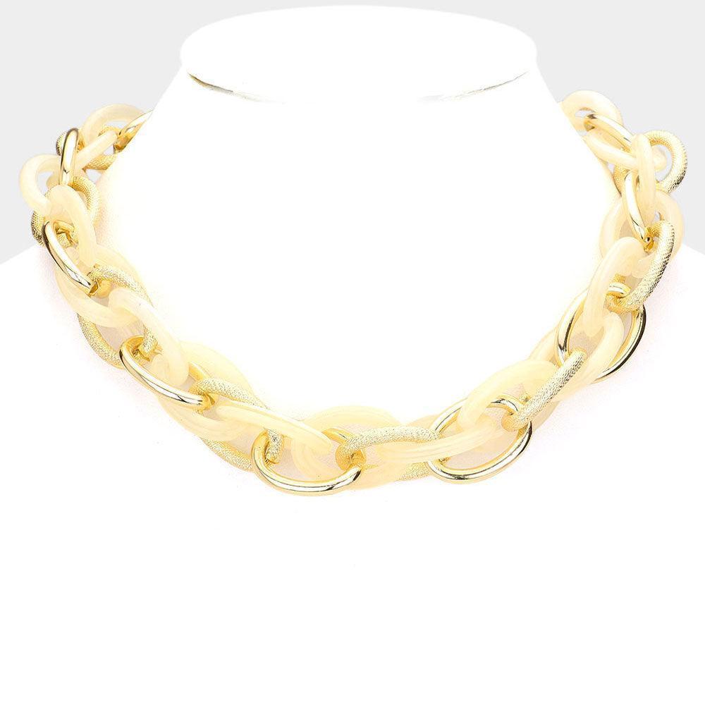 Gold Resin Metal Open Oval Link Necklace - Jewelry Store by Erik Rayo