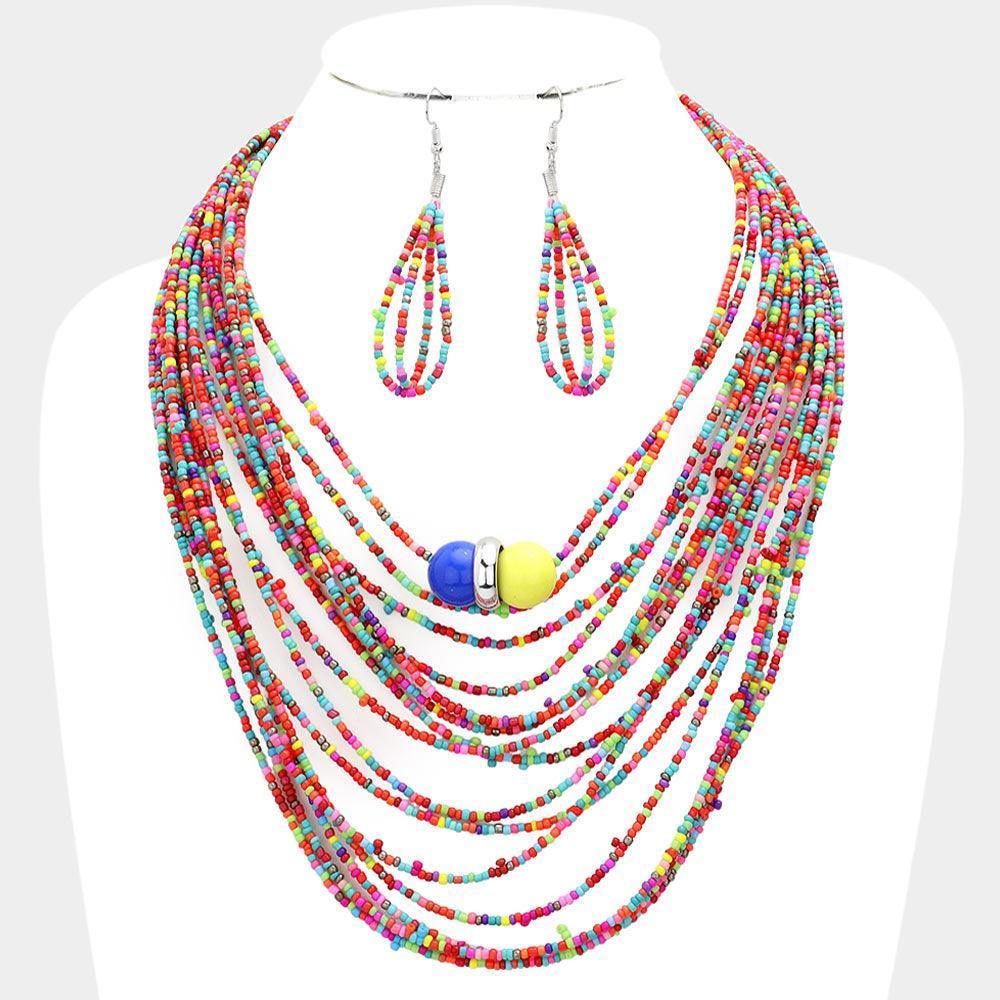 Seed Beaded Bib Necklace - Jewelry Store by Erik Rayo