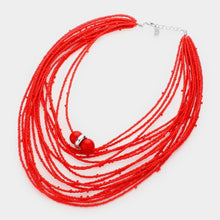 Load image into Gallery viewer, Red Seed Beaded Bib Necklace
