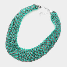 Load image into Gallery viewer, Turquoise Braided Seed Beaded Necklace
