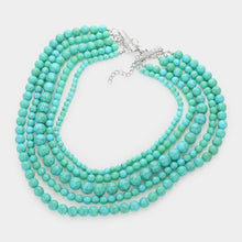 Load image into Gallery viewer, Turquoise Natural Stone Multi Layered Bib Necklace
