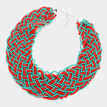 Load image into Gallery viewer, Red Braided Seed Beaded Necklace
