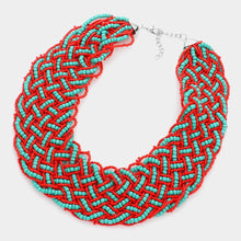 Load image into Gallery viewer, Turquoise Braided Seed Beaded Necklace
