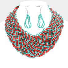 Load image into Gallery viewer, Turquoise Braided Seed Beaded Necklace
