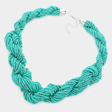 Load image into Gallery viewer, Turquoise Braided Seed Beaded Necklace
