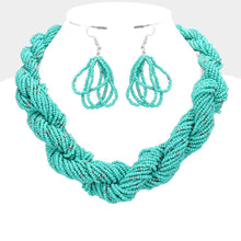 Load image into Gallery viewer, Turquoise Braided Seed Beaded Necklace
