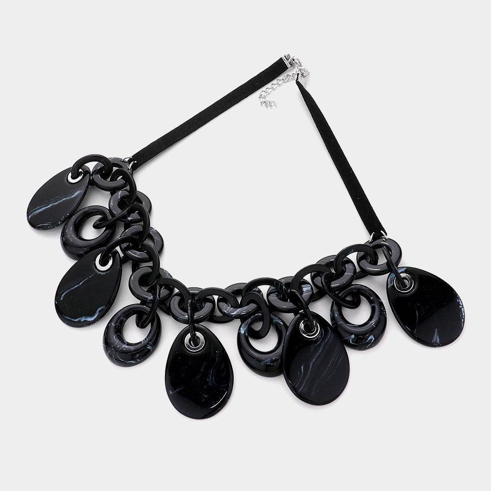 Black Resin Teardrop Statement Necklace - Jewelry Store by Erik Rayo