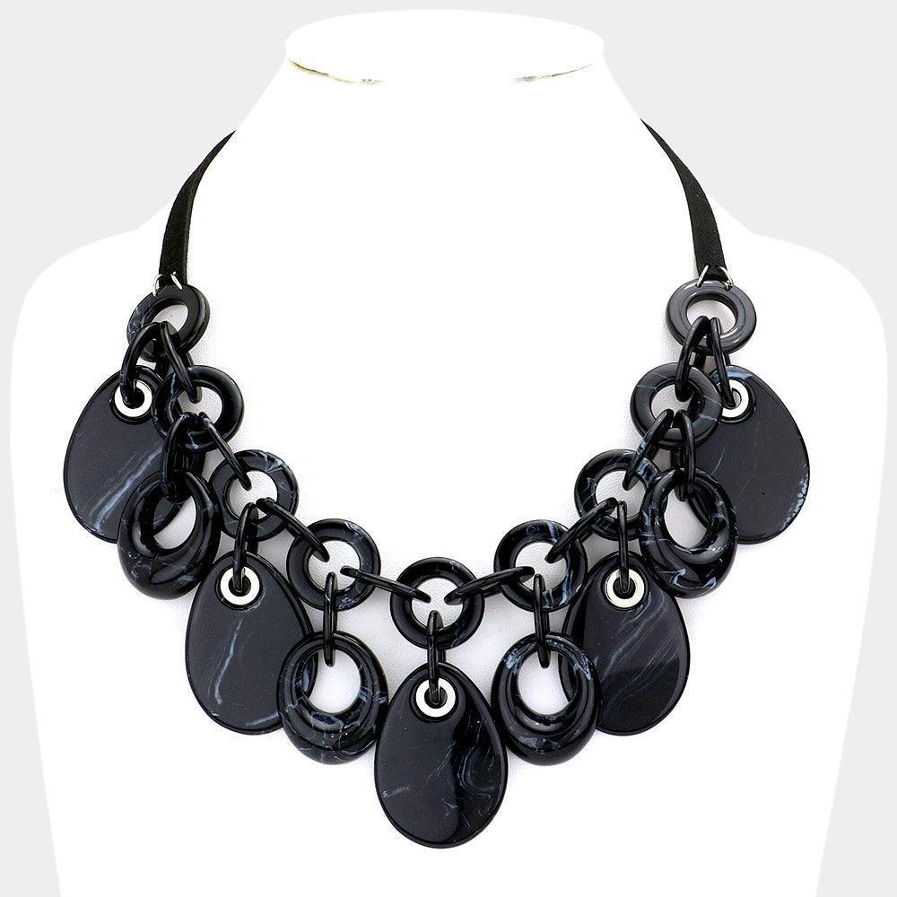 Black Resin Teardrop Statement Necklace - Jewelry Store by Erik Rayo