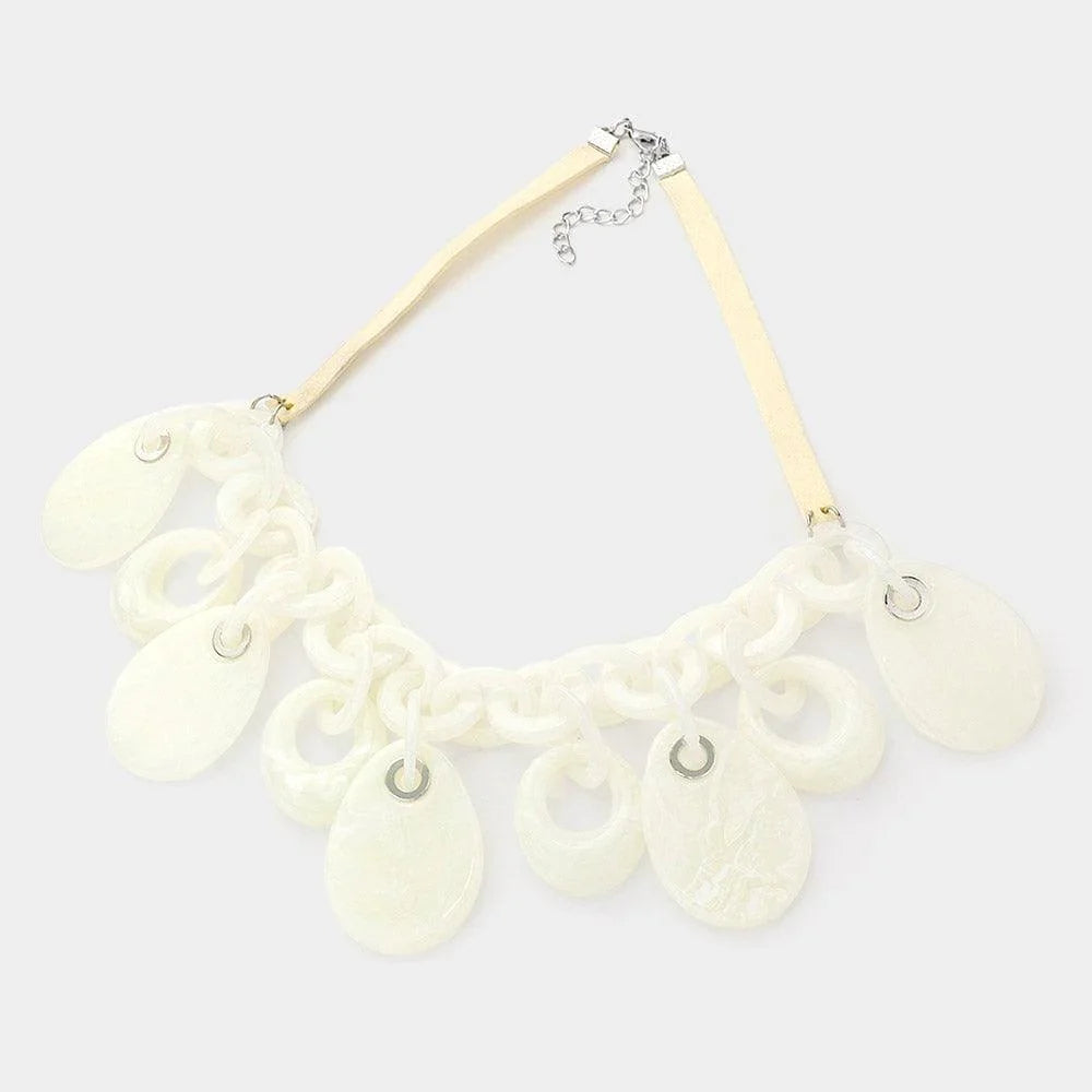 Cream Resin Teardrop Statement Necklace - Jewelry Store by Erik Rayo