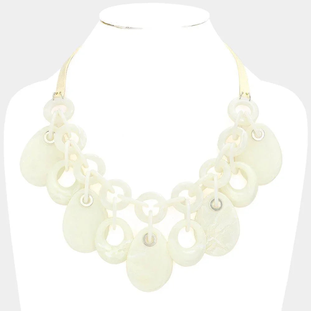 Cream Resin Teardrop Statement Necklace - Jewelry Store by Erik Rayo