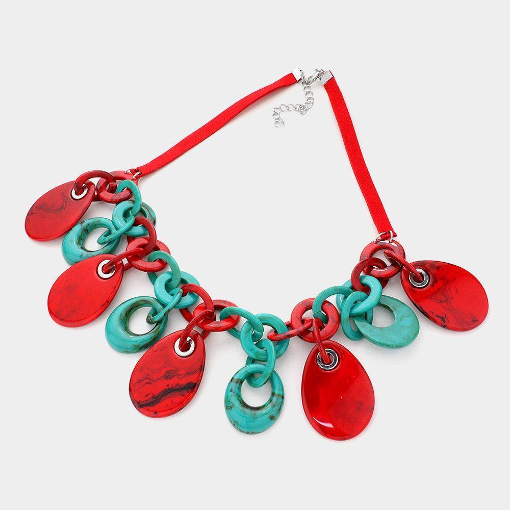 Turquoise Resin Teardrop Statement Necklace - Jewelry Store by Erik Rayo