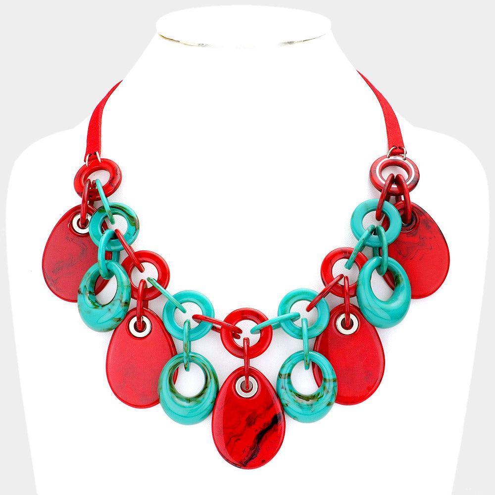 Turquoise Resin Teardrop Statement Necklace - Jewelry Store by Erik Rayo