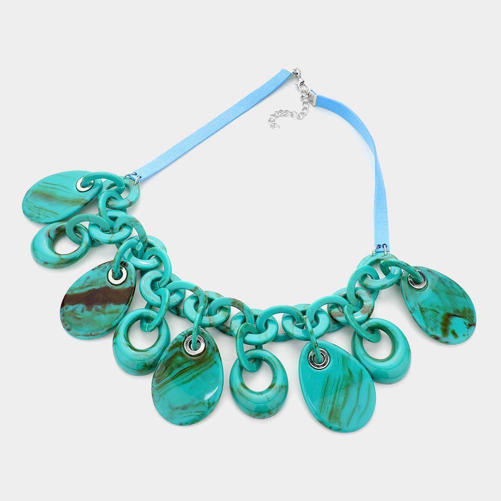 Turquoise Resin Teardrop Statement Necklace - Jewelry Store by Erik Rayo