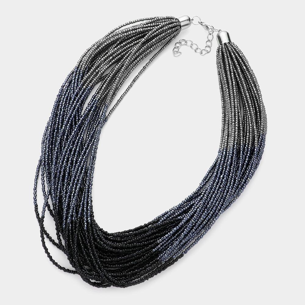 Black Multi Layered Seed beaded Necklace - Jewelry Store by Erik Rayo