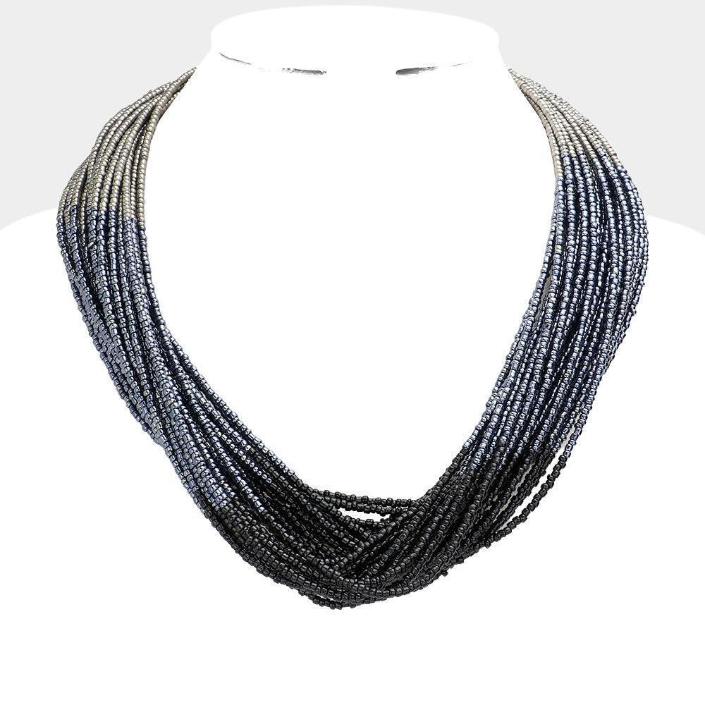 Black Multi Layered Seed beaded Necklace - Jewelry Store by Erik Rayo