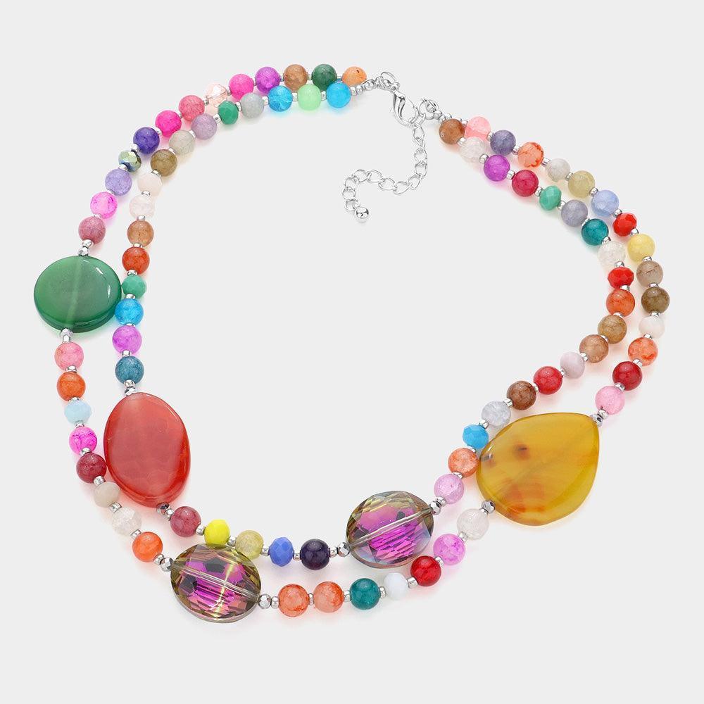 Geometric Bead Accented Double Layered Necklace - Jewelry Store by Erik Rayo