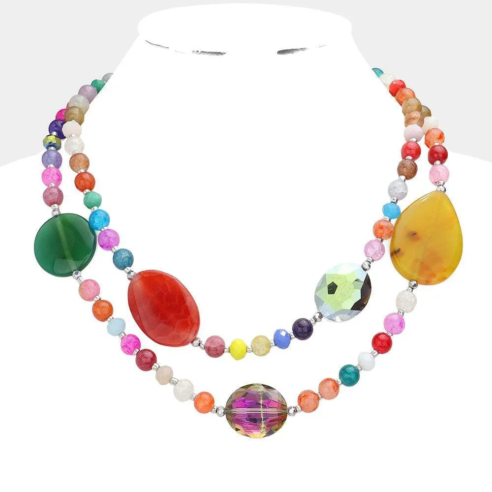 Geometric Bead Accented Double Layered Necklace - Jewelry Store by Erik Rayo