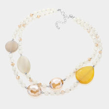 Load image into Gallery viewer, White Geometric Bead Accented Double Layered Necklace
