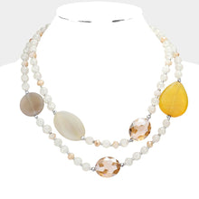 Load image into Gallery viewer, White Geometric Bead Accented Double Layered Necklace
