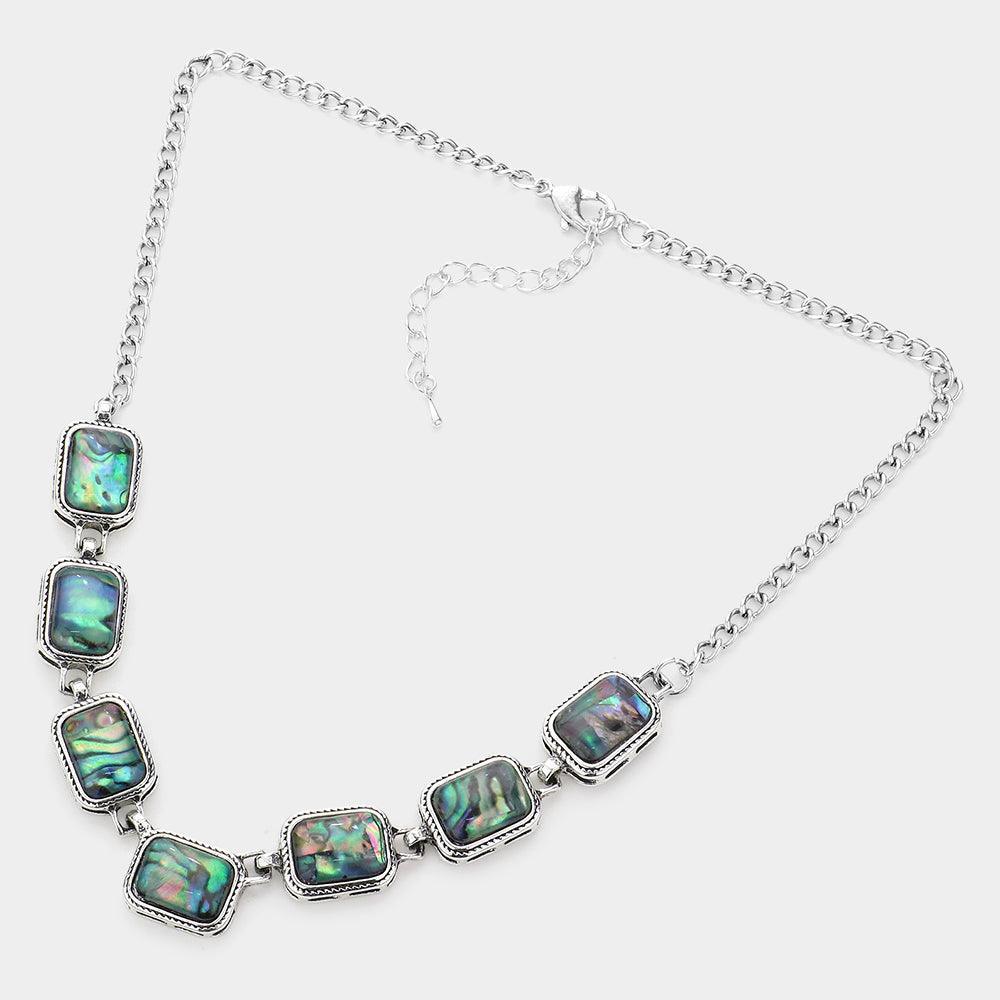 Abalone Rectangle Link Necklace - Jewelry Store by Erik Rayo