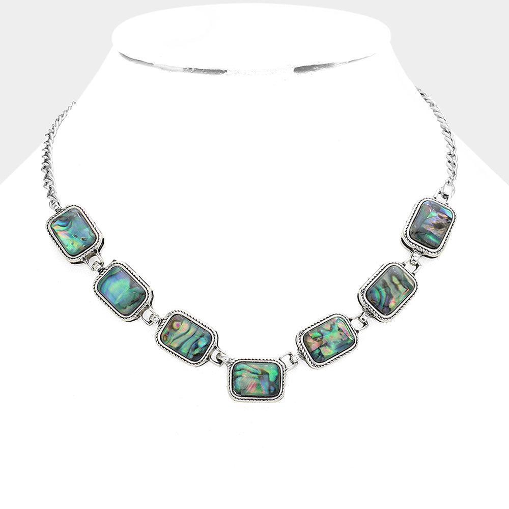 Abalone Rectangle Link Necklace - Jewelry Store by Erik Rayo